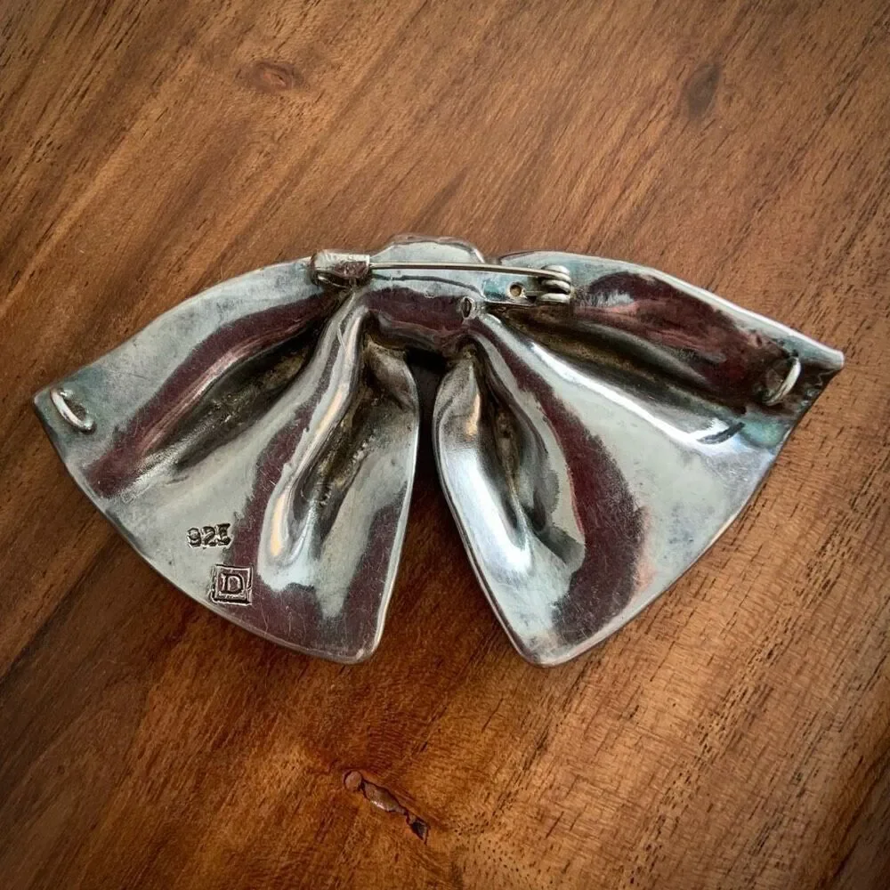 925 SILVER Large Bow Brooch / Necklace Slide